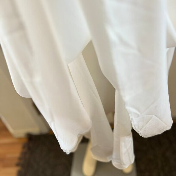 JJ House Woman's Plus-Size White V-Neck Chiffon Lace Midi Wedding Dress Sz XXL - Picture 6 of 13